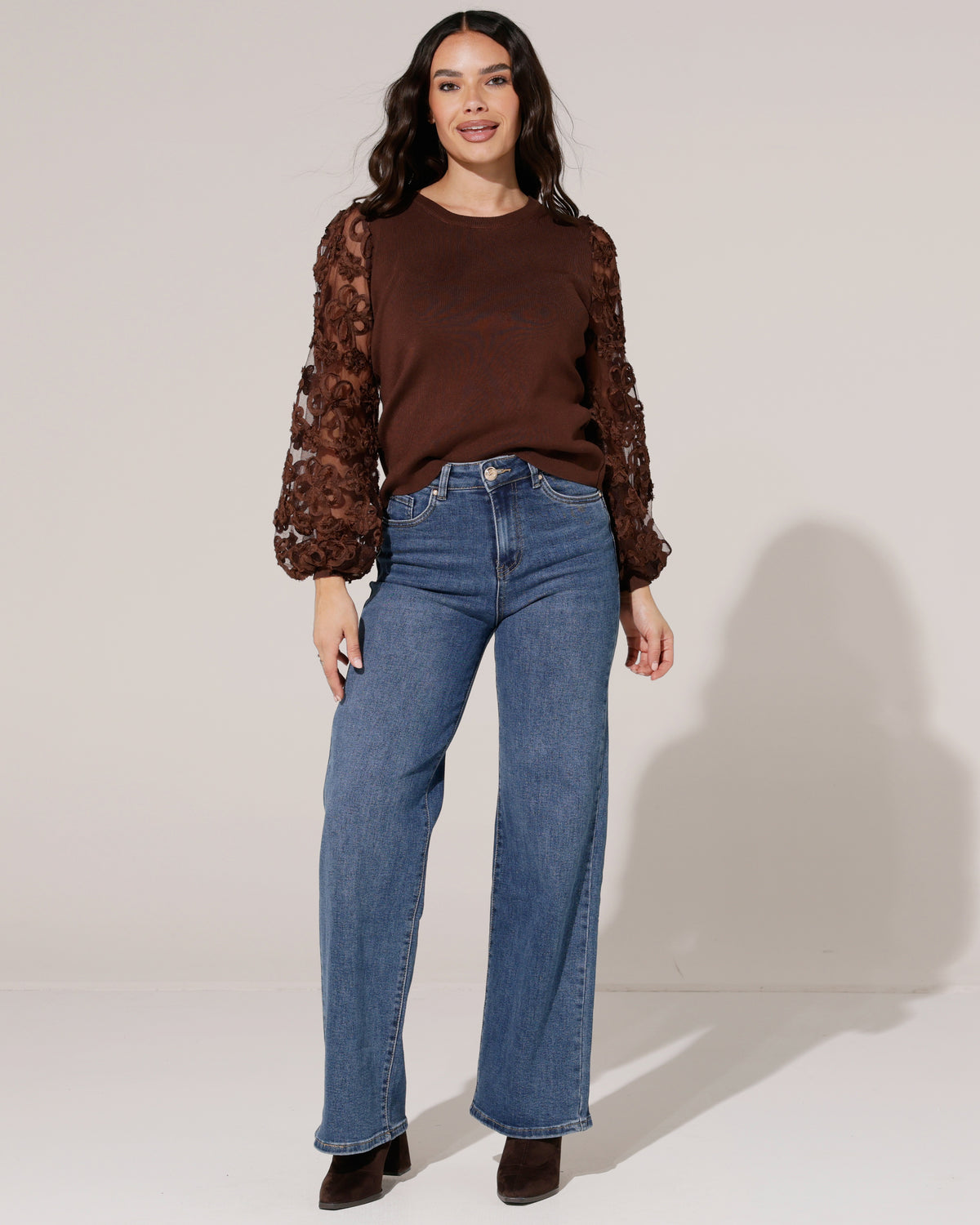 Goodies Wide leg jeans Jenske in donkerblauw
