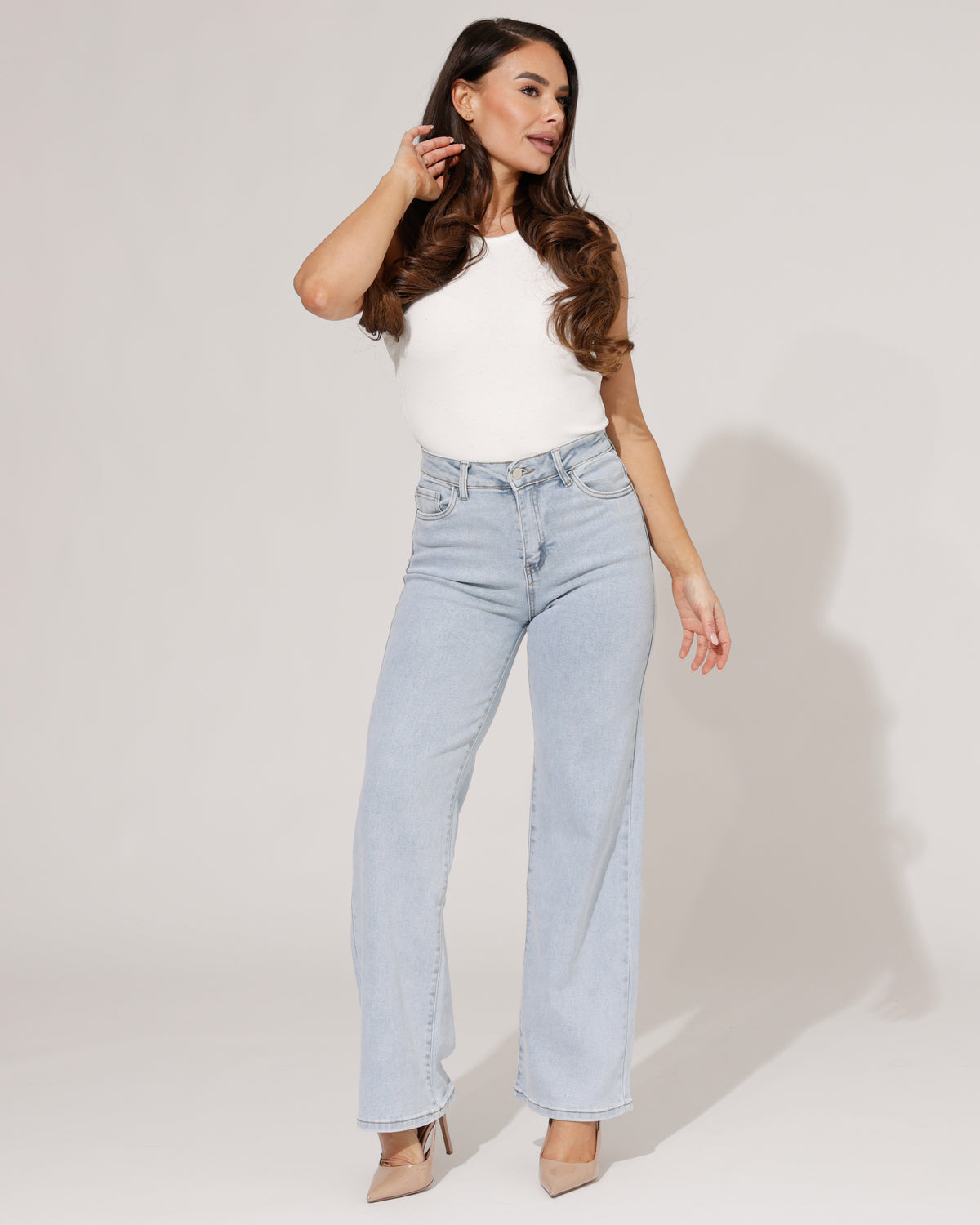 Goodies Wide leg jeans Nancy in lichtblauw, extra aanzicht 3