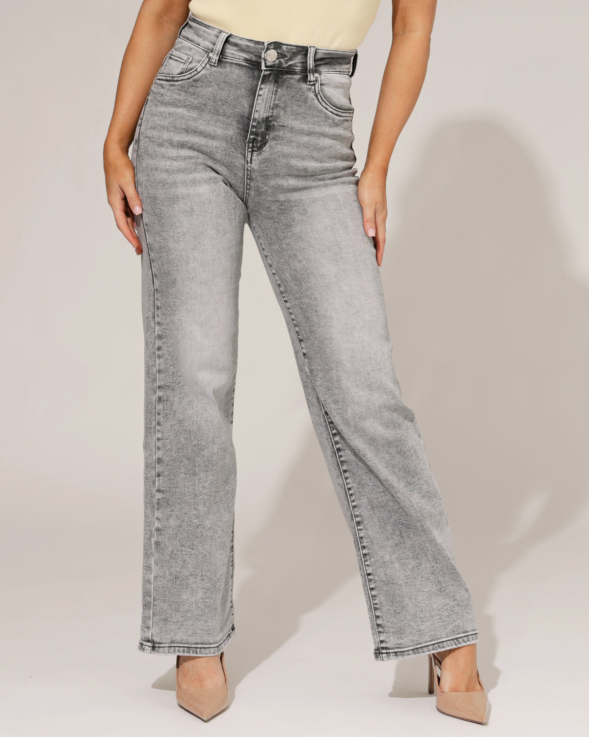 Goodies Wide leg jeans Rosa in grijs
