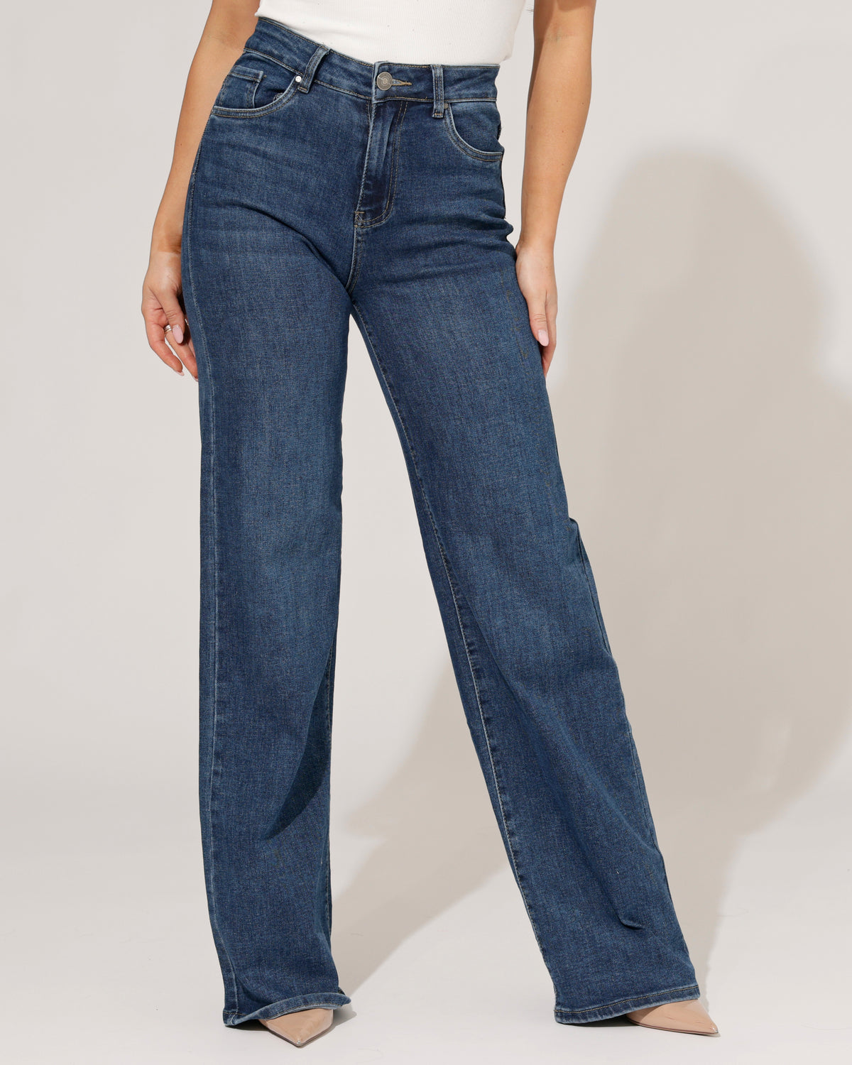 Goodies Wide leg jeans TALL Rinske in donkerblauw