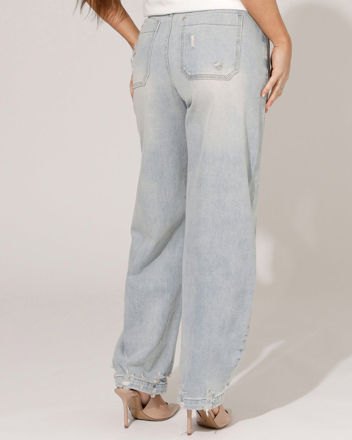 Hello Miss Barrel jeans Gwen in blauw, extra aanzicht 2