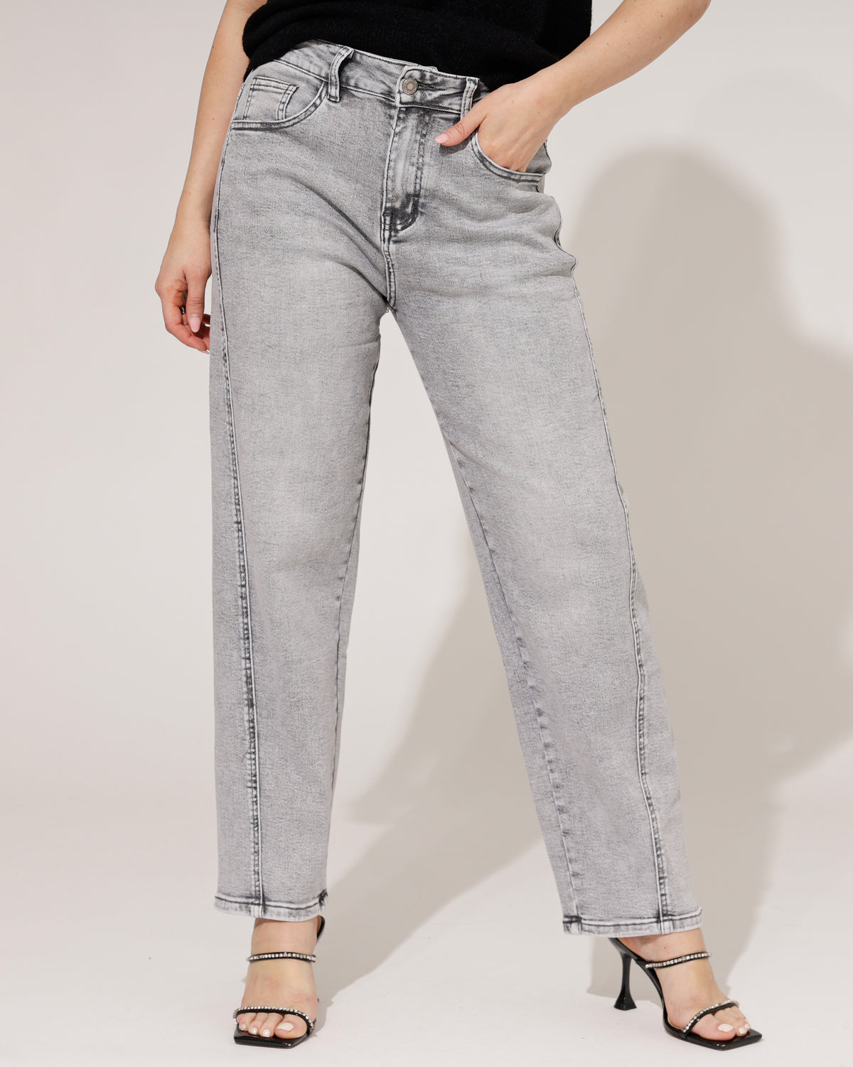 Hello Miss Barrel jeans Lieq-5 in grijs