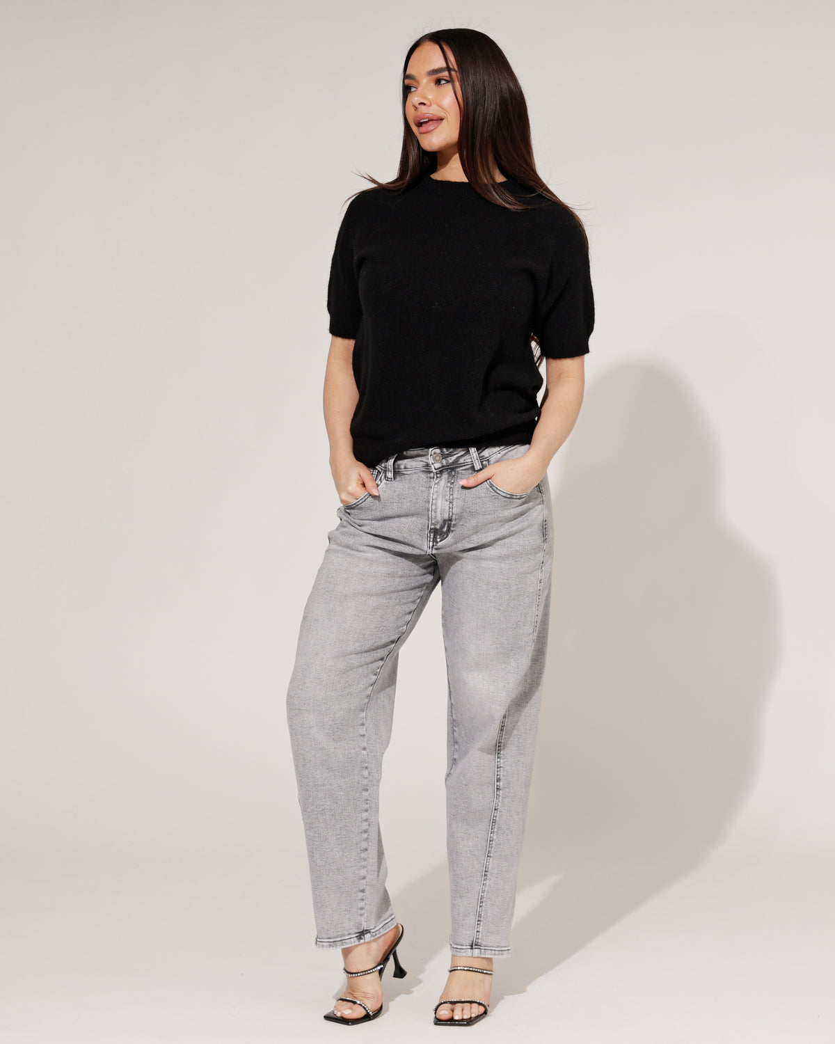 Hello Miss Barrel jeans Lieq-5 in grijs, extra aanzicht 3