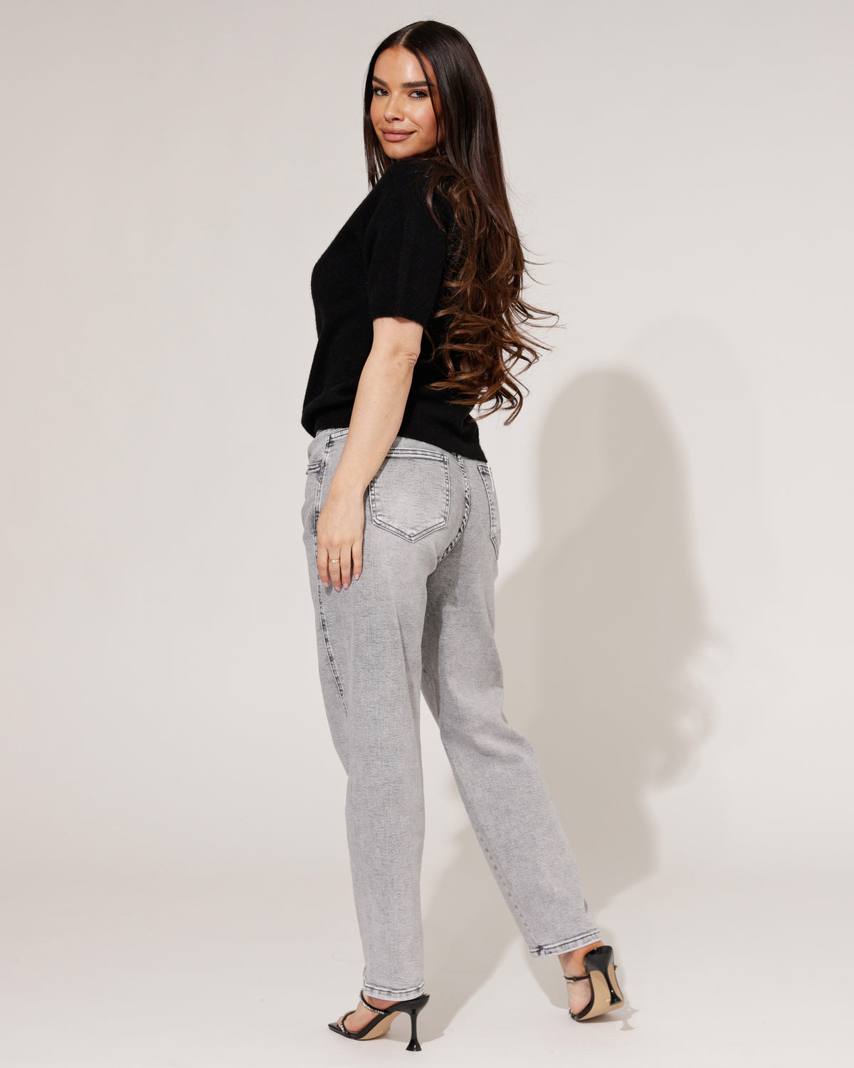 Hello Miss Barrel jeans Lieq-5 in grijs, extra aanzicht 4