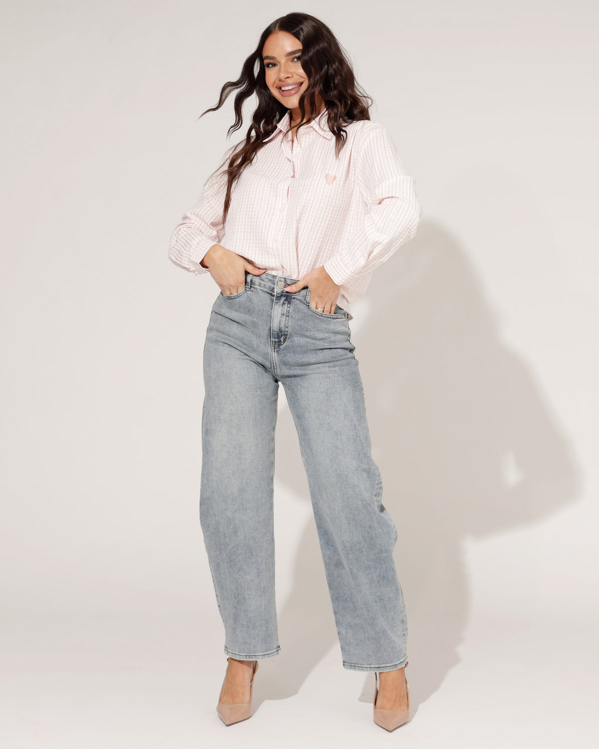 Hello Miss Barrel jeans Savvy-3 in blauw, extra aanzicht 2