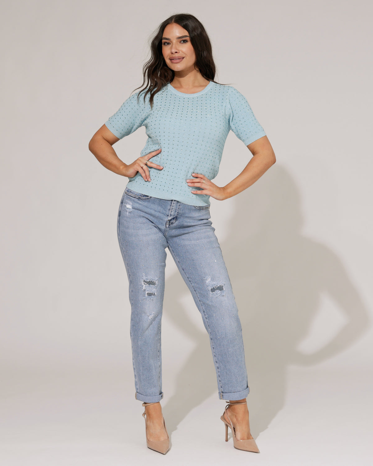 Hello Miss Mom jeans strass Senny in blauw, extra aanzicht 2
