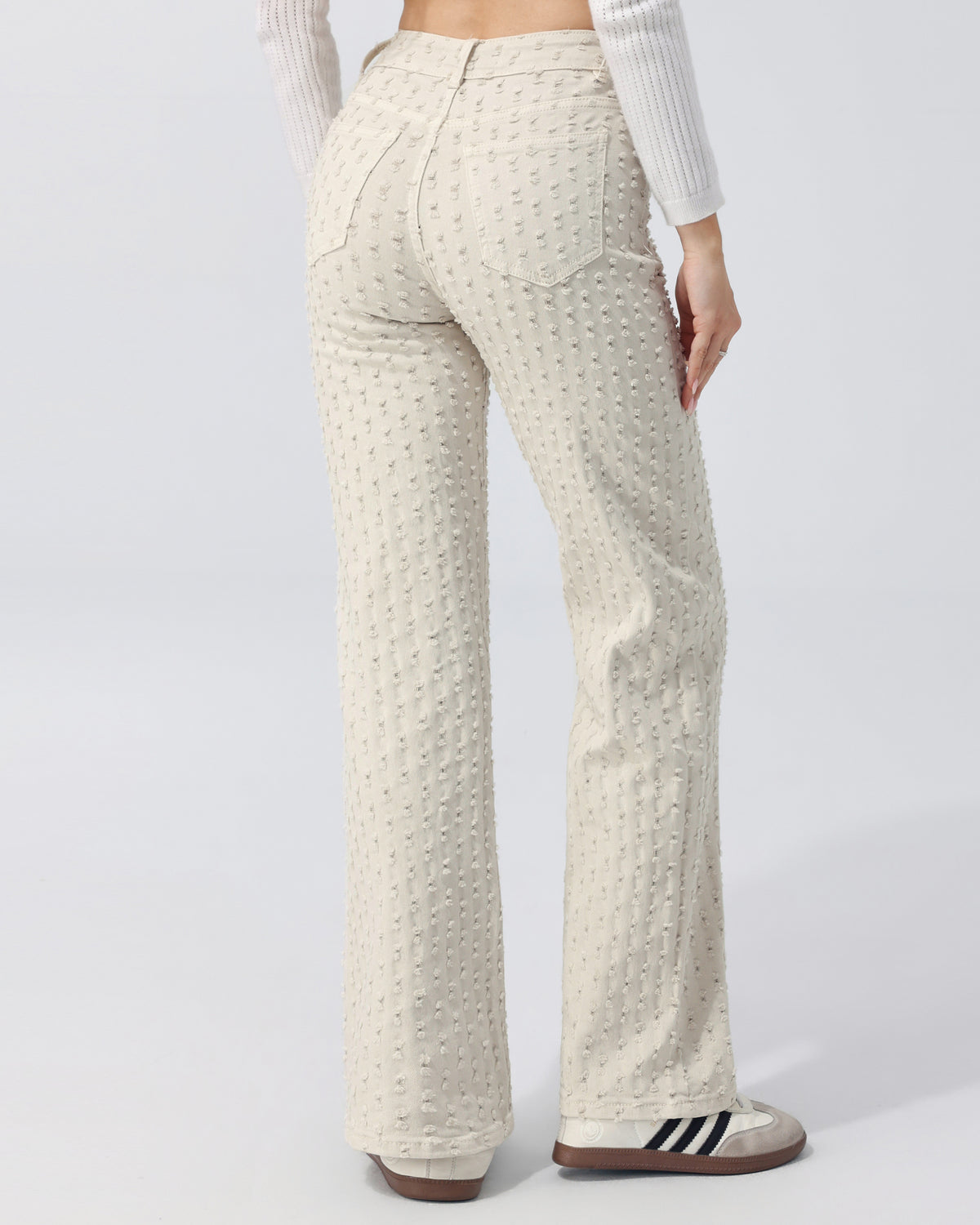 Hello Miss Wide leg jeans Janey-13 in beige, extra aanzicht 3