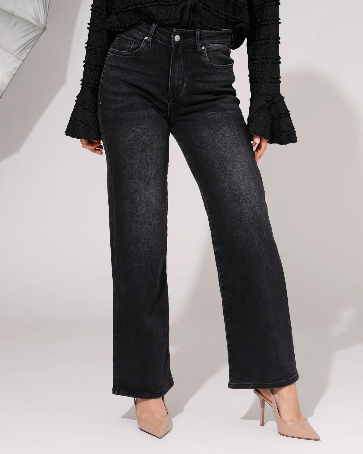 Hello Miss Wide Leg Jeans Jill-6 in zwart
