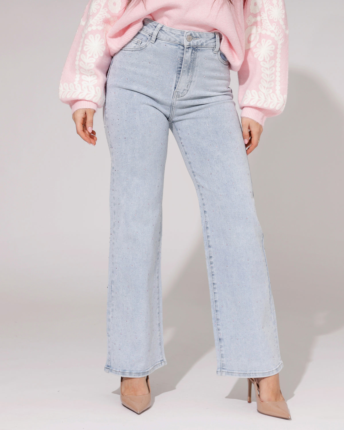 Hello Miss Wide leg jeans Sharon in lichtblauw
