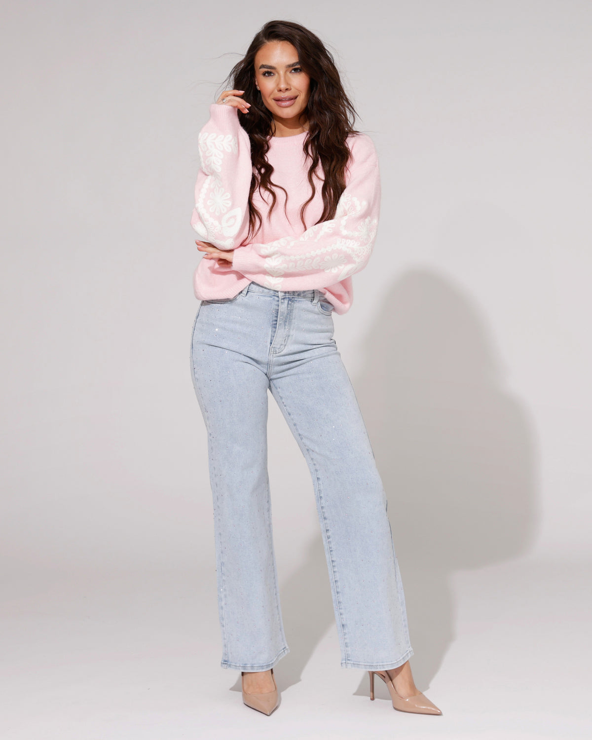 Hello Miss Wide leg jeans Sharon in lichtblauw, extra aanzicht 2