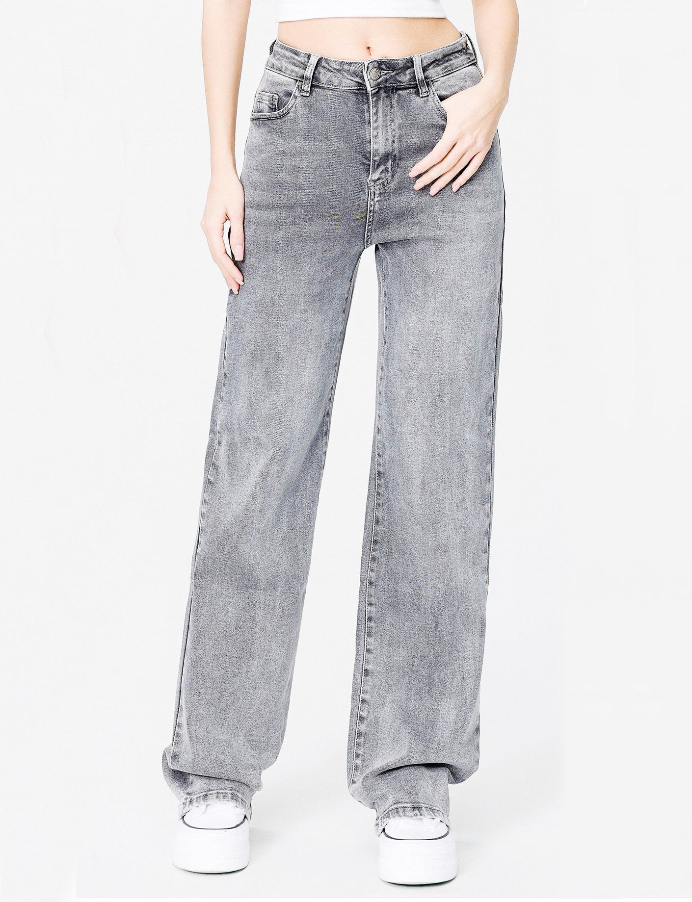 Hello Miss | Wide leg jeans Jante-18 Grijs