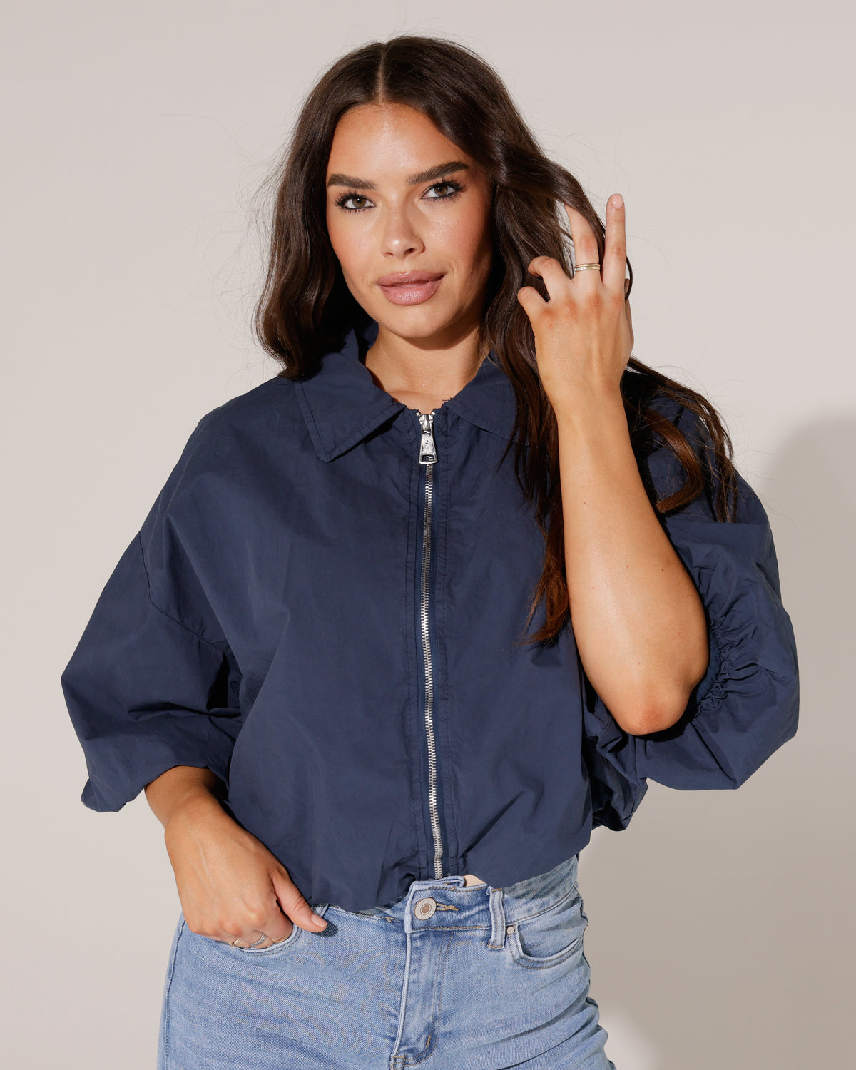 Jacket Yaya in donkerblauw, extra aanzicht 2