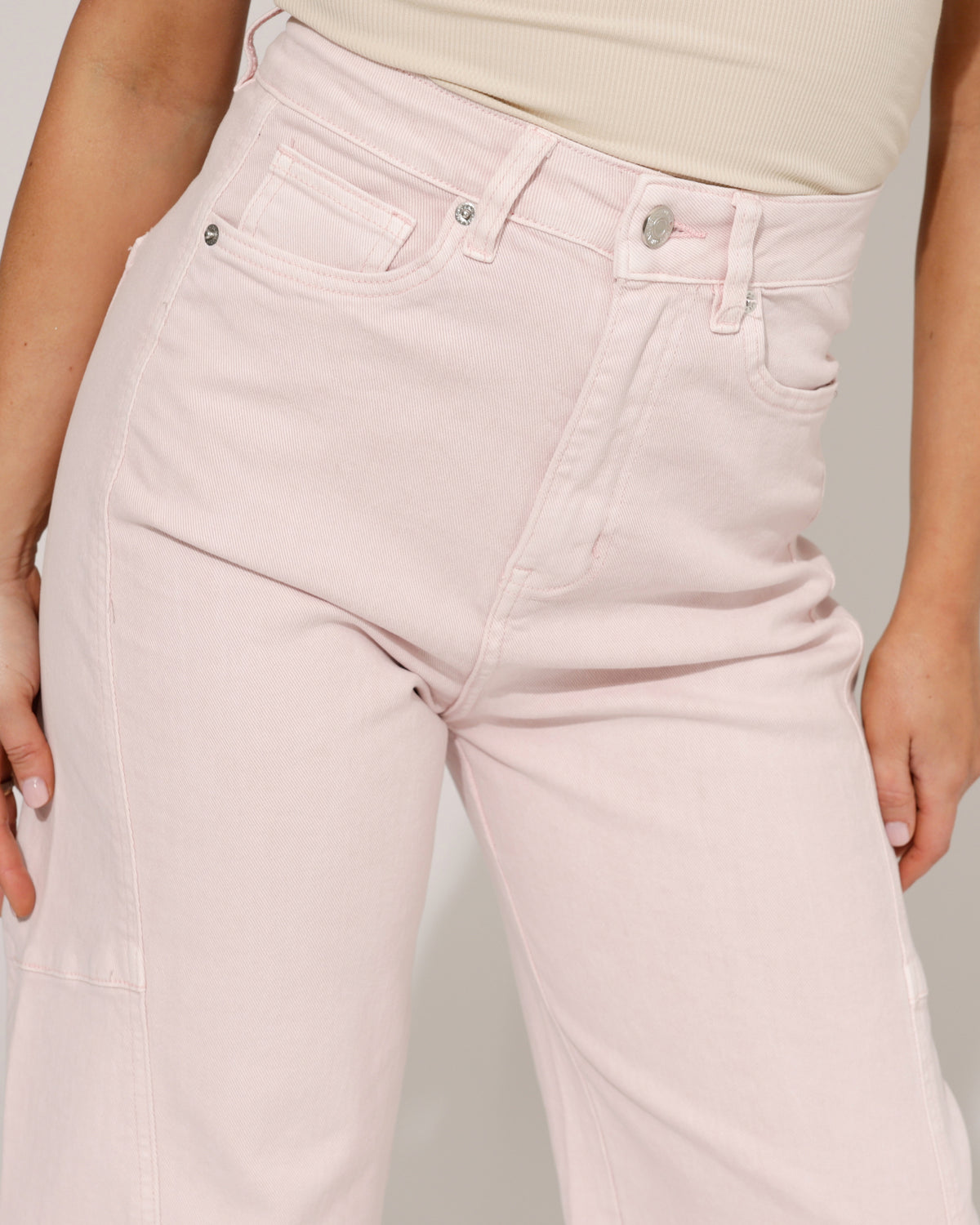 Jewelly Barrel jeans Jones-7 in lichtroze, extra aanzicht 3