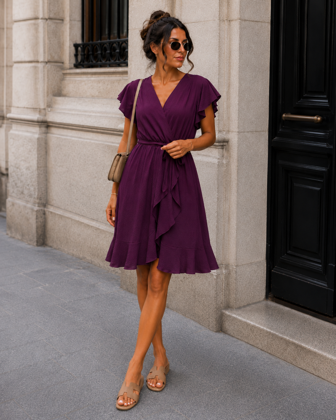 Overslag jurk Kailey Aubergine