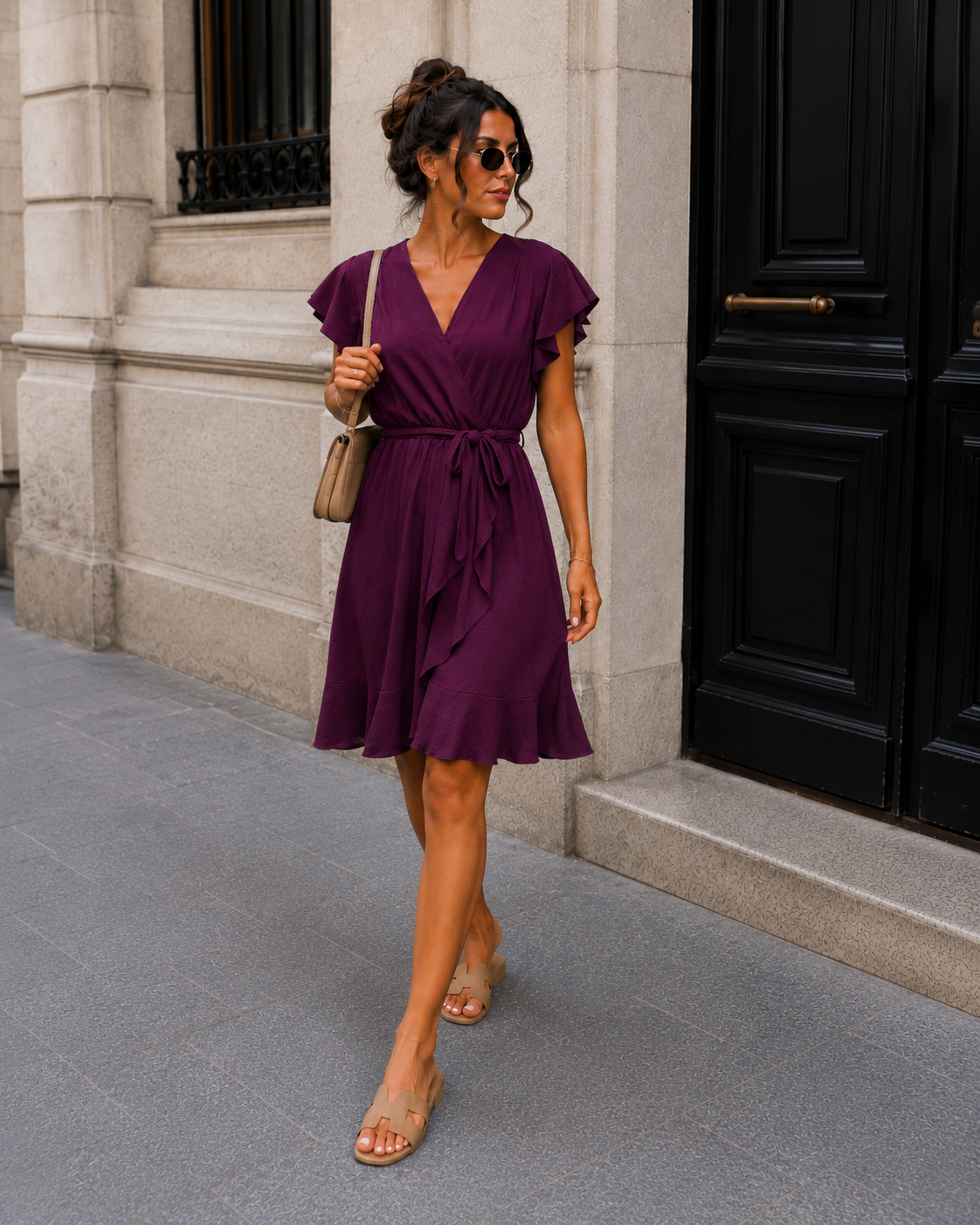 Overslag jurk Kailey Aubergine