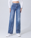 Hello Miss | Wide leg jeans met strass Kella-3 Donkerblauw