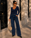 Goodies | Wide leg jeans met strass Kim Donkerblauw
