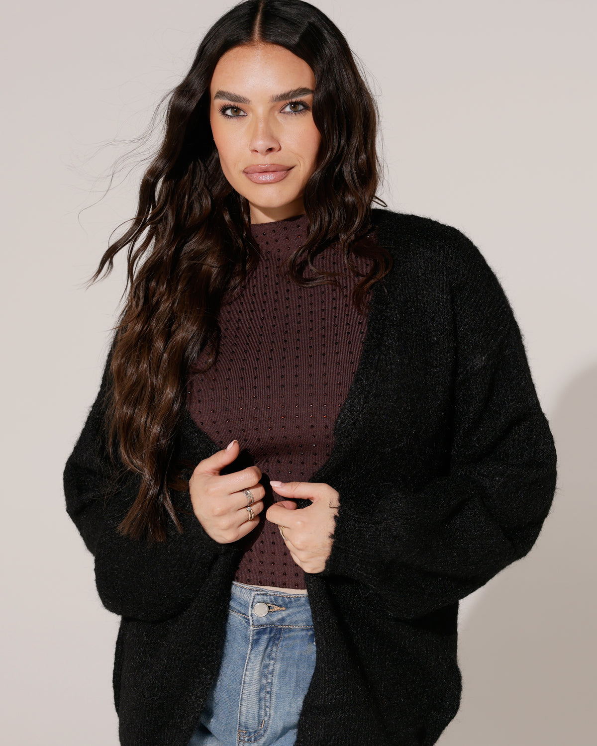 Lang vest Emily in zwart