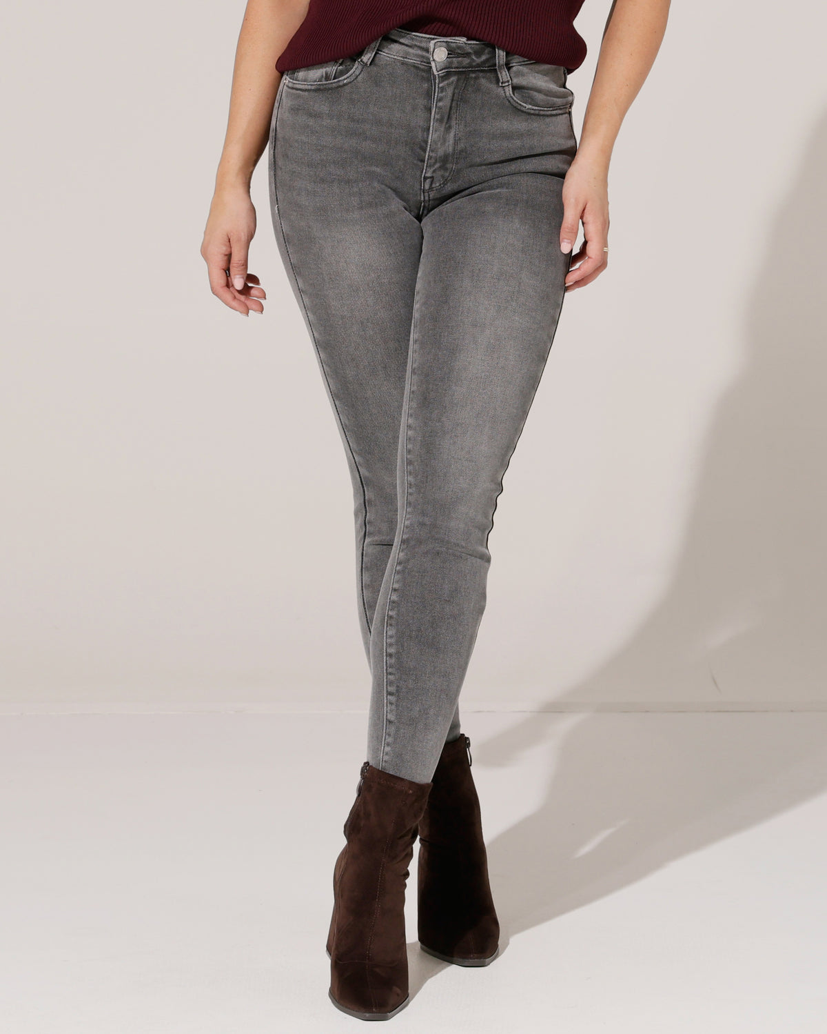 Laulia Skinny jeans Jolien-21 in donkergrijs, extra aanzicht 2