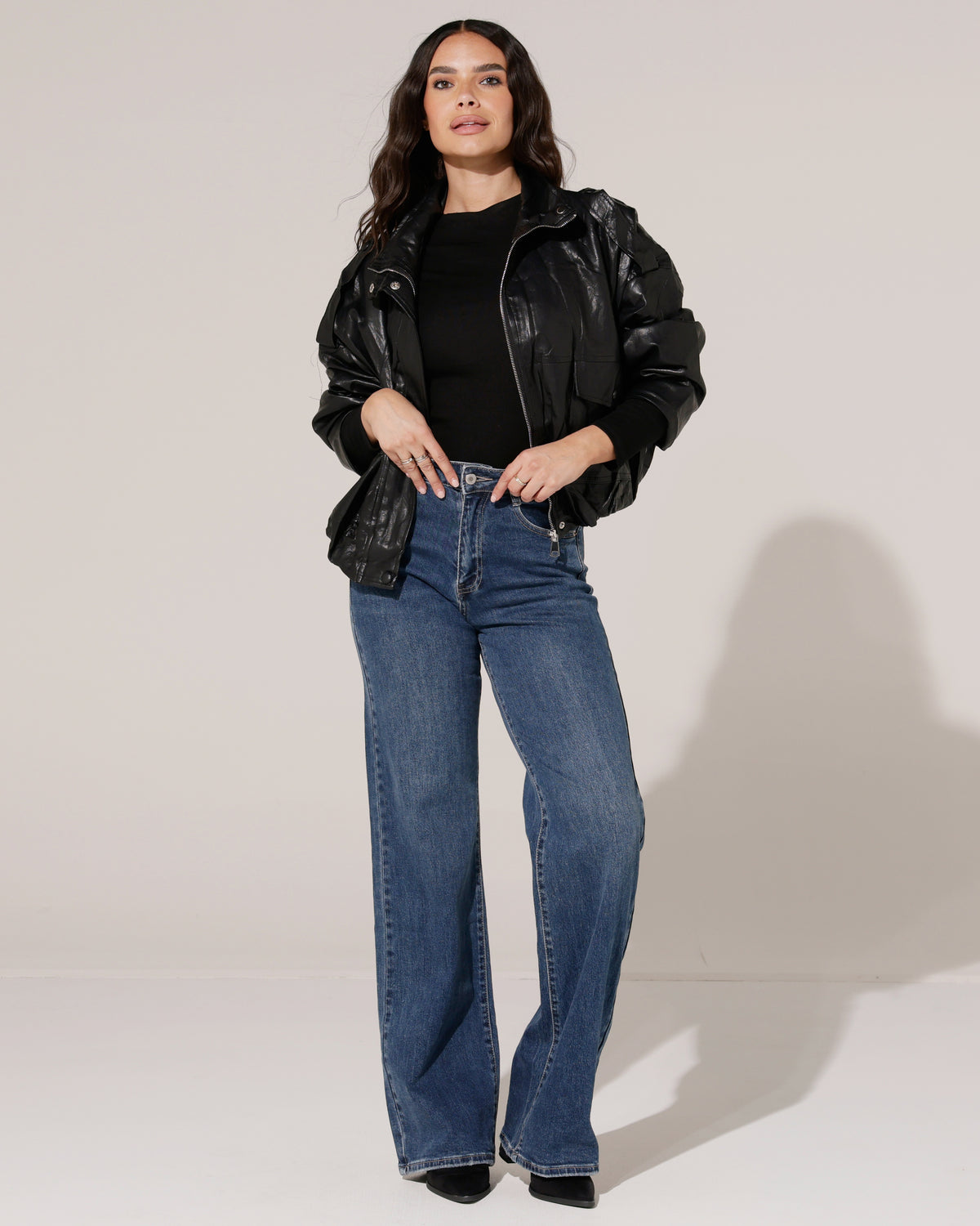 Laulia Wide leg jeans TALL Misty-8 in donkerblauw