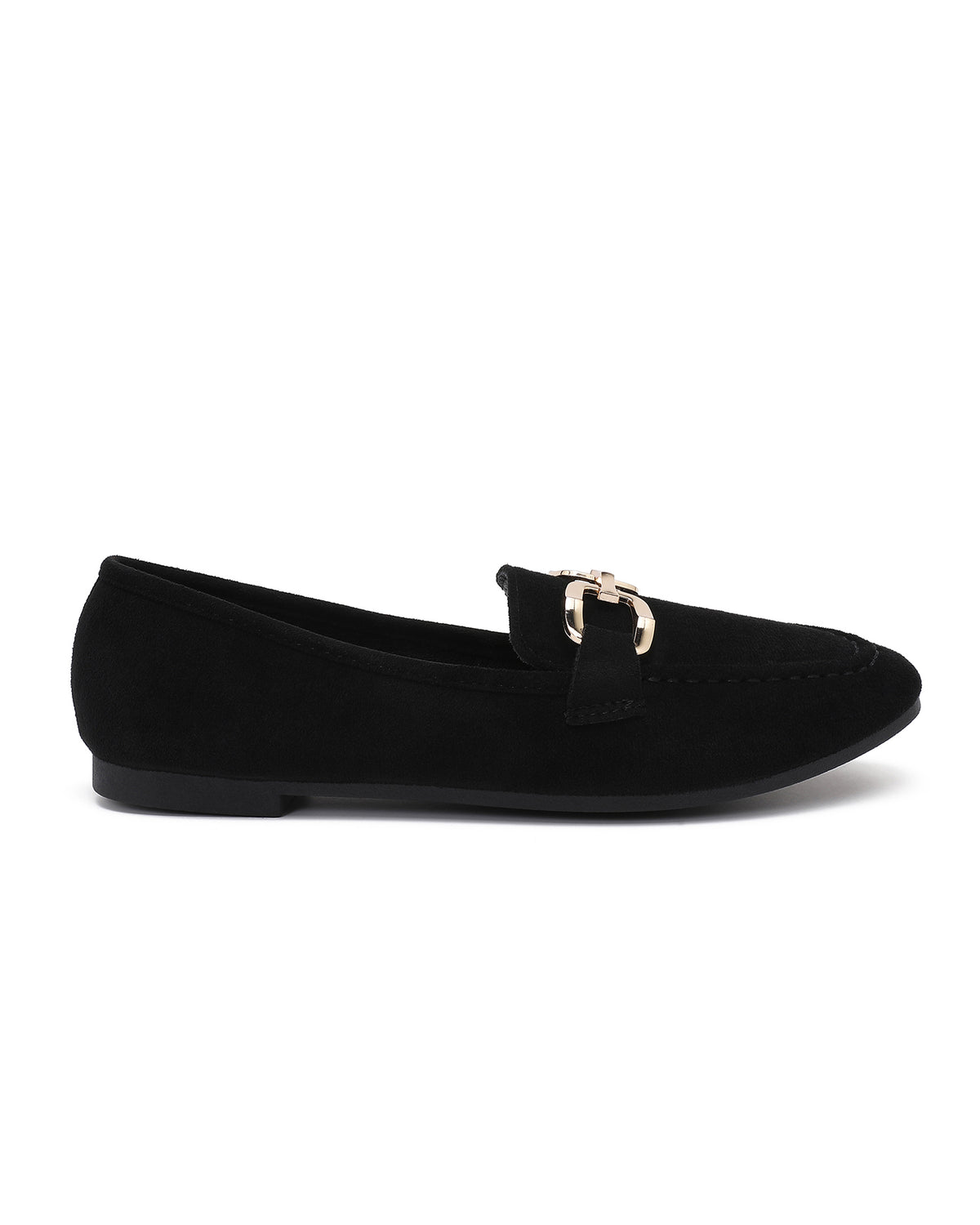 Loafer met goudkleurige gesp Yara in zwart, extra aanzicht 2