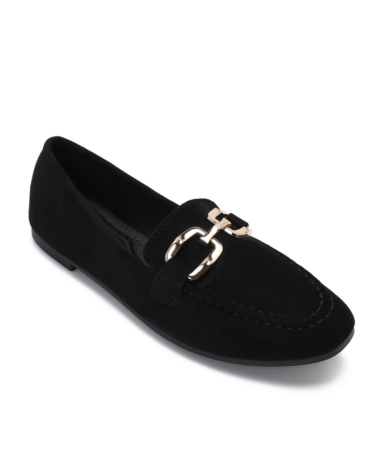 Loafer met goudkleurige gesp Yara in zwart, extra aanzicht 3