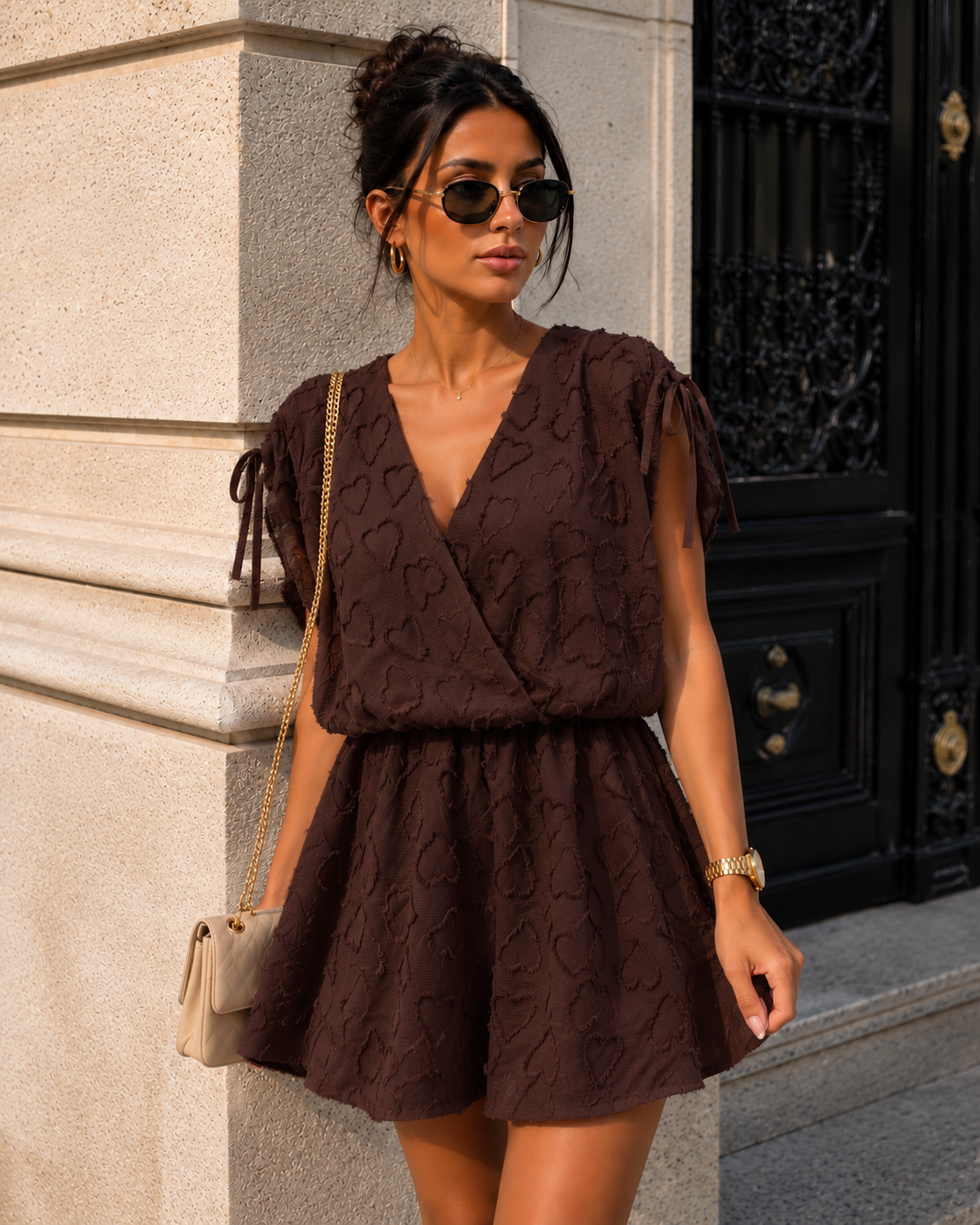 Mouwloze jurk Tracey in bruin