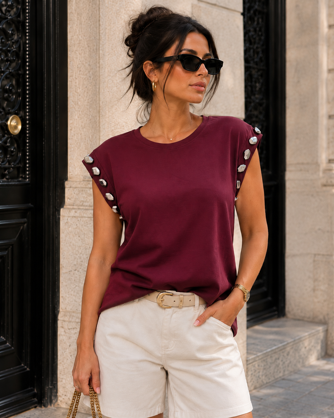 Mouwloze top Nora Bordeaux