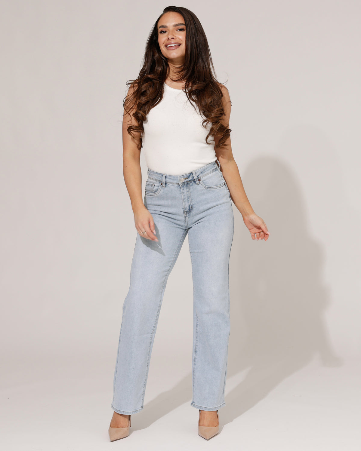 Norfy Straight jeans Joline in lichtblauw, extra aanzicht 2