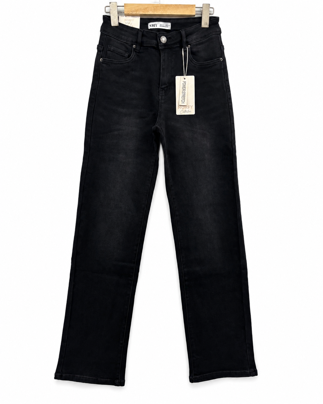 Norfy Straight jeans power stretch James in zwart
