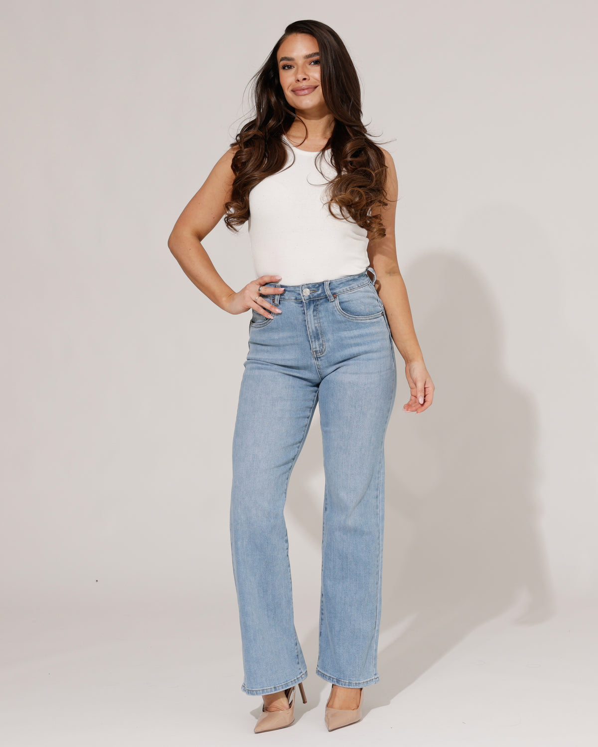 Norfy Wide leg jeans Flore in blauw, extra aanzicht 2