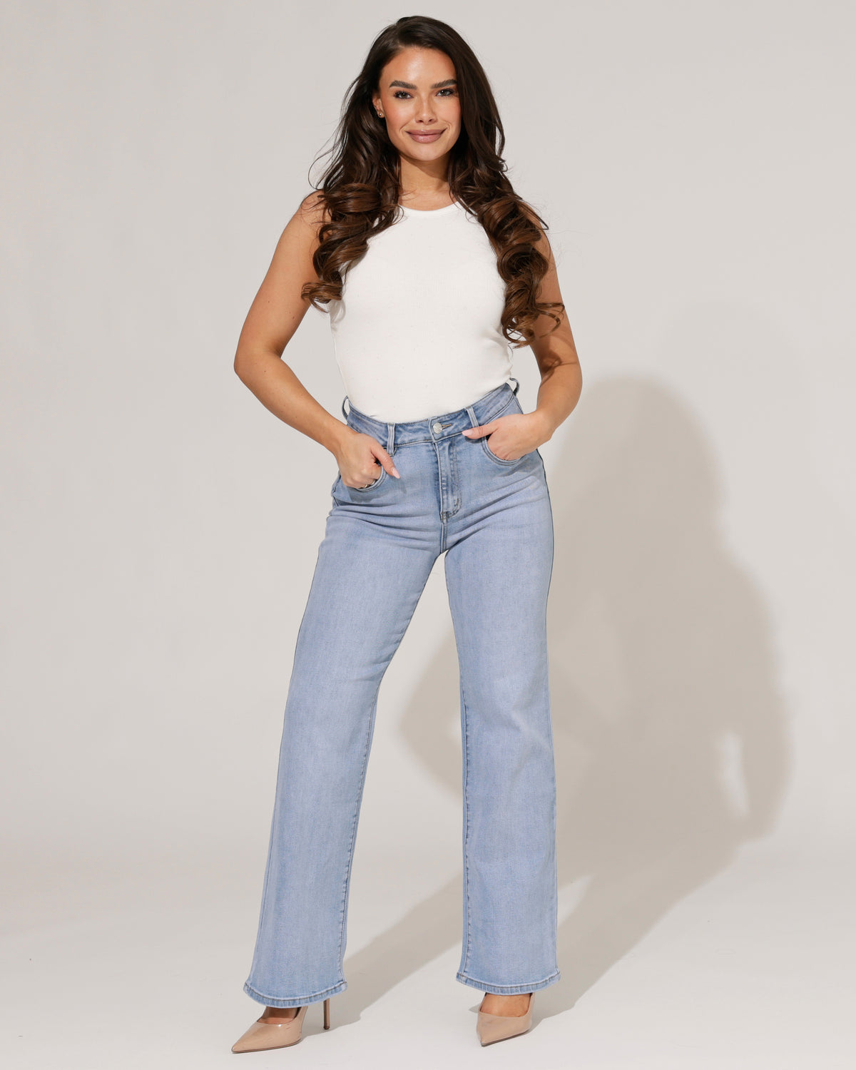 Norfy Wide leg jeans Hilly in blauw, extra aanzicht 2