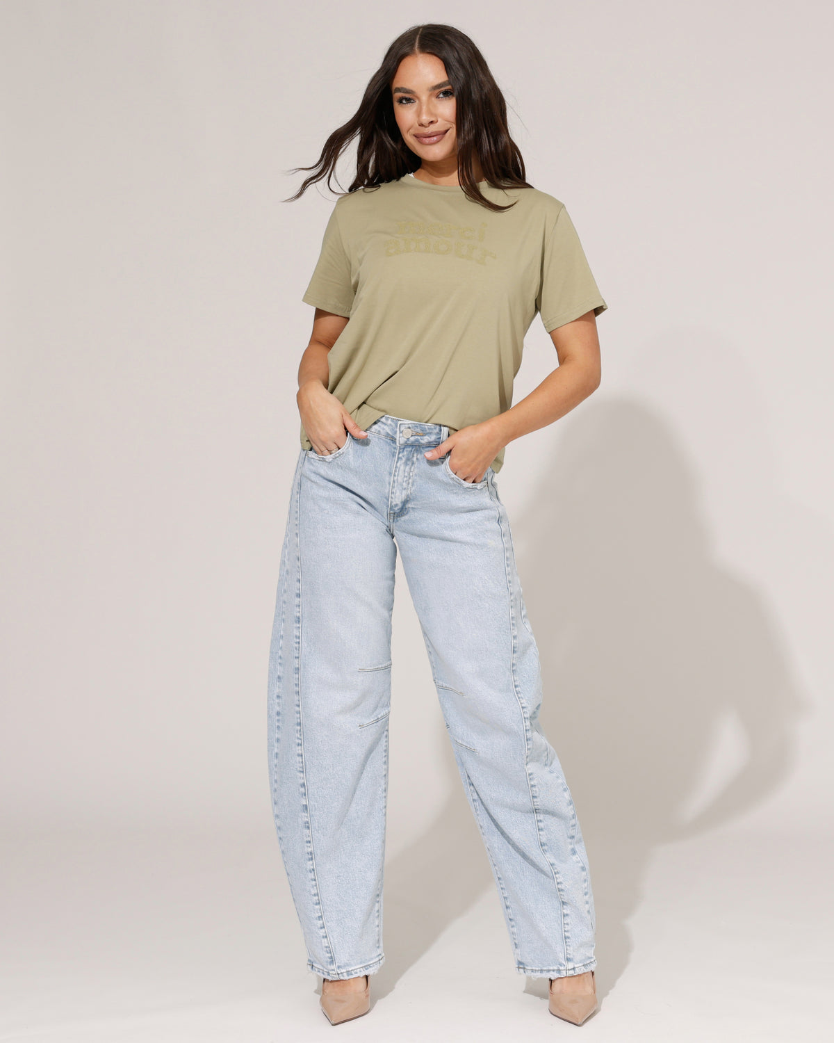 Queen Hearts Barrel jeans Lucey-1 in lichtblauw