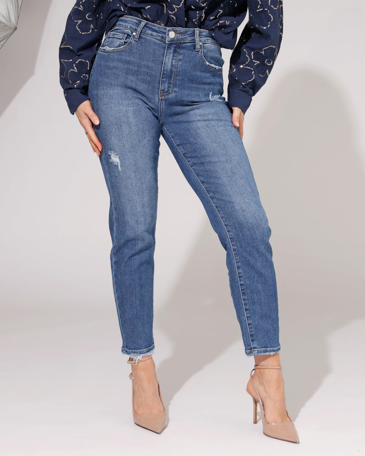 Queen Hearts Mom jeans Selena in blauw