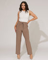 Rechte travelstof broek Zaza Taupe