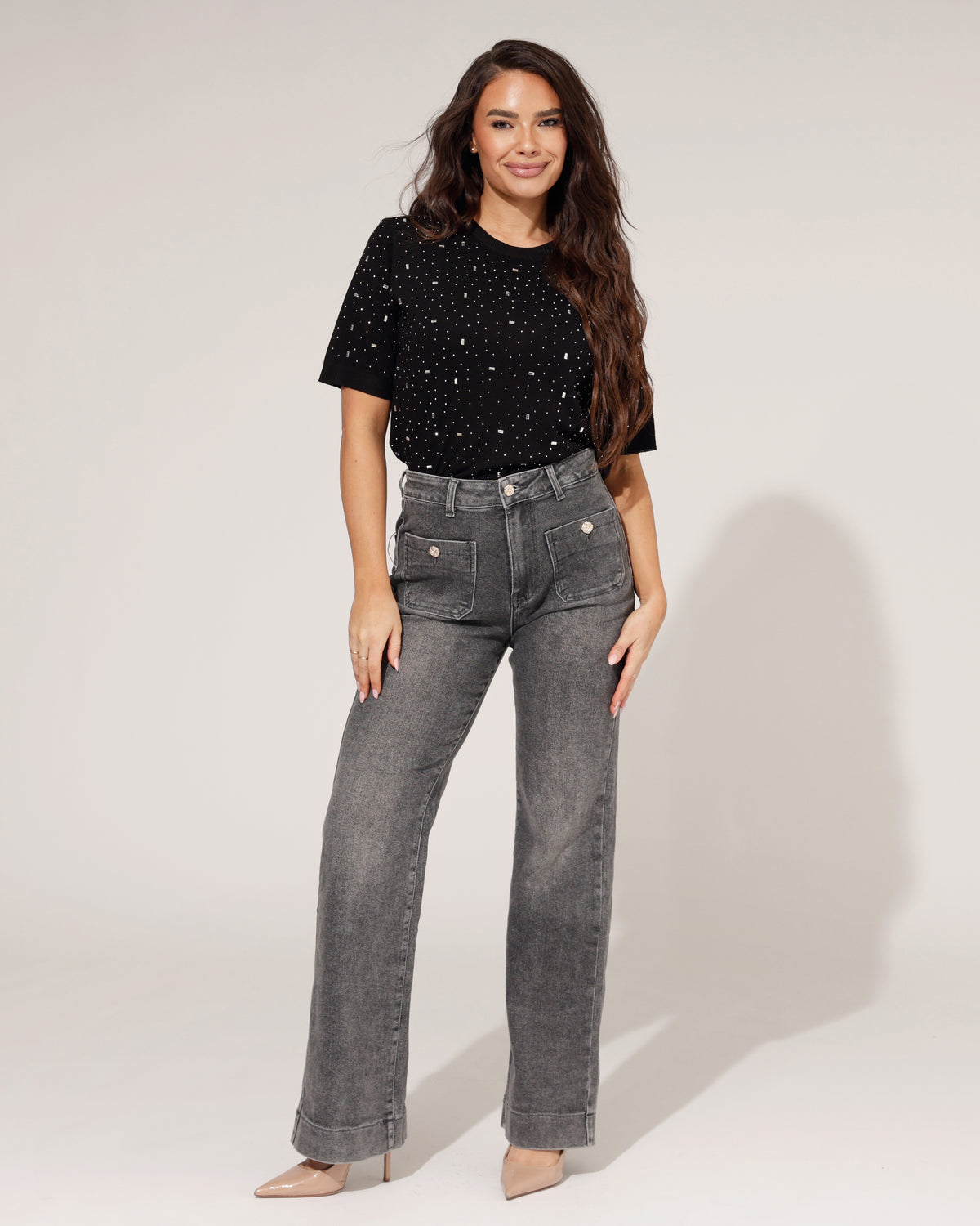 Redseventy Wide Leg Jeans Belle-11 in grijs