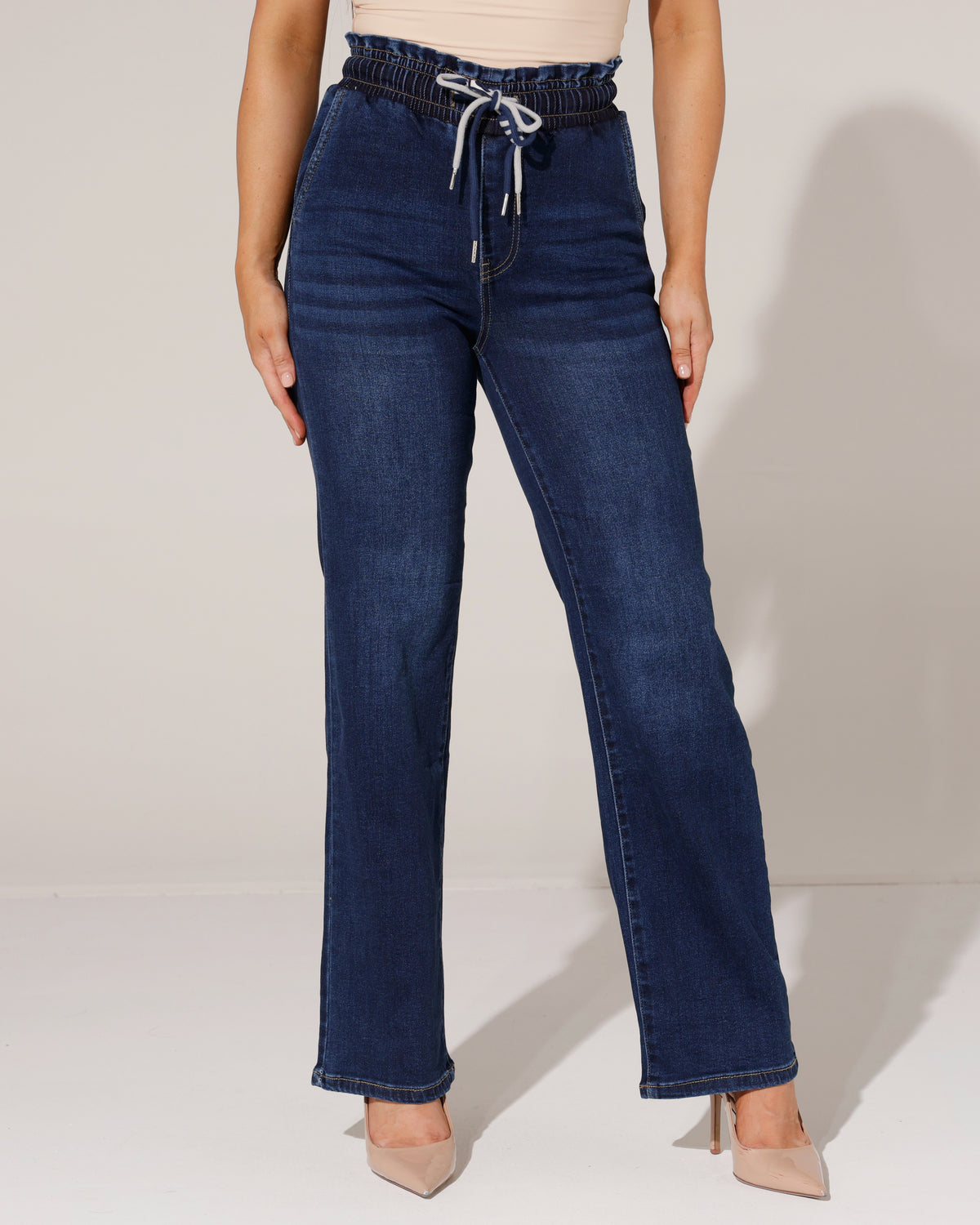 Redseventy Wide leg jeans, elastische band Ginny-15 in donkerblauw