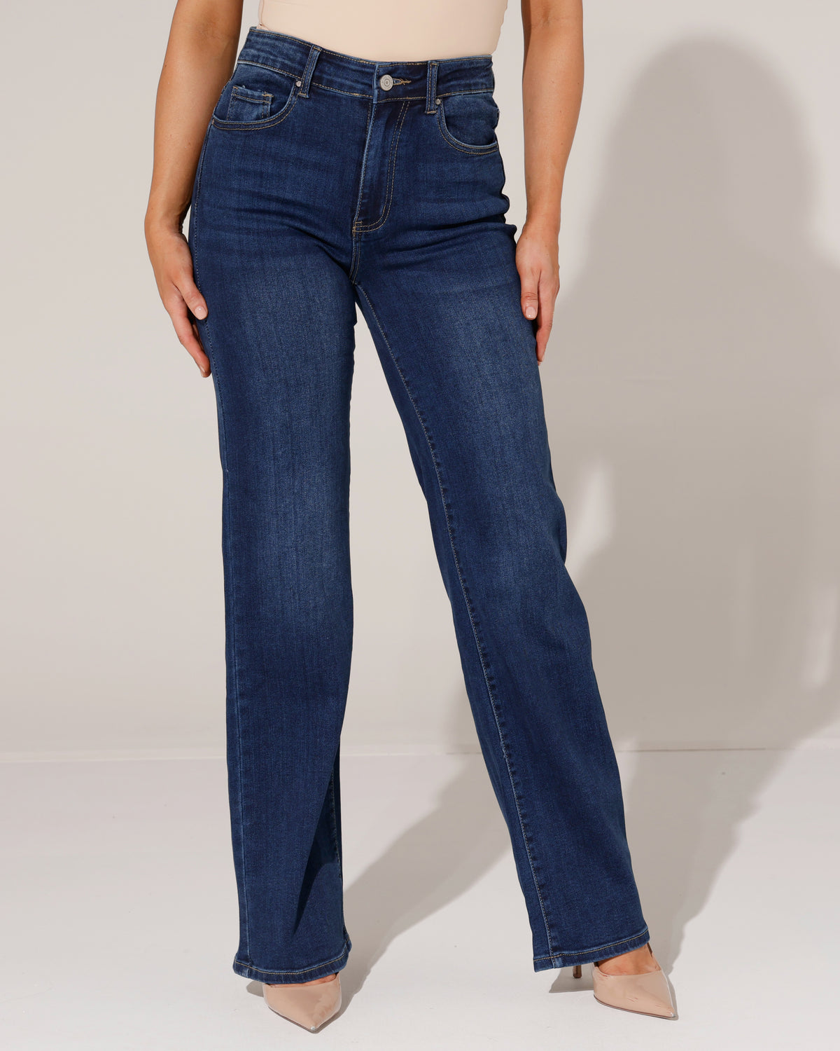 Redseventy Wide leg jeans, extra long Yilly-15 in donkerblauw, extra aanzicht 3