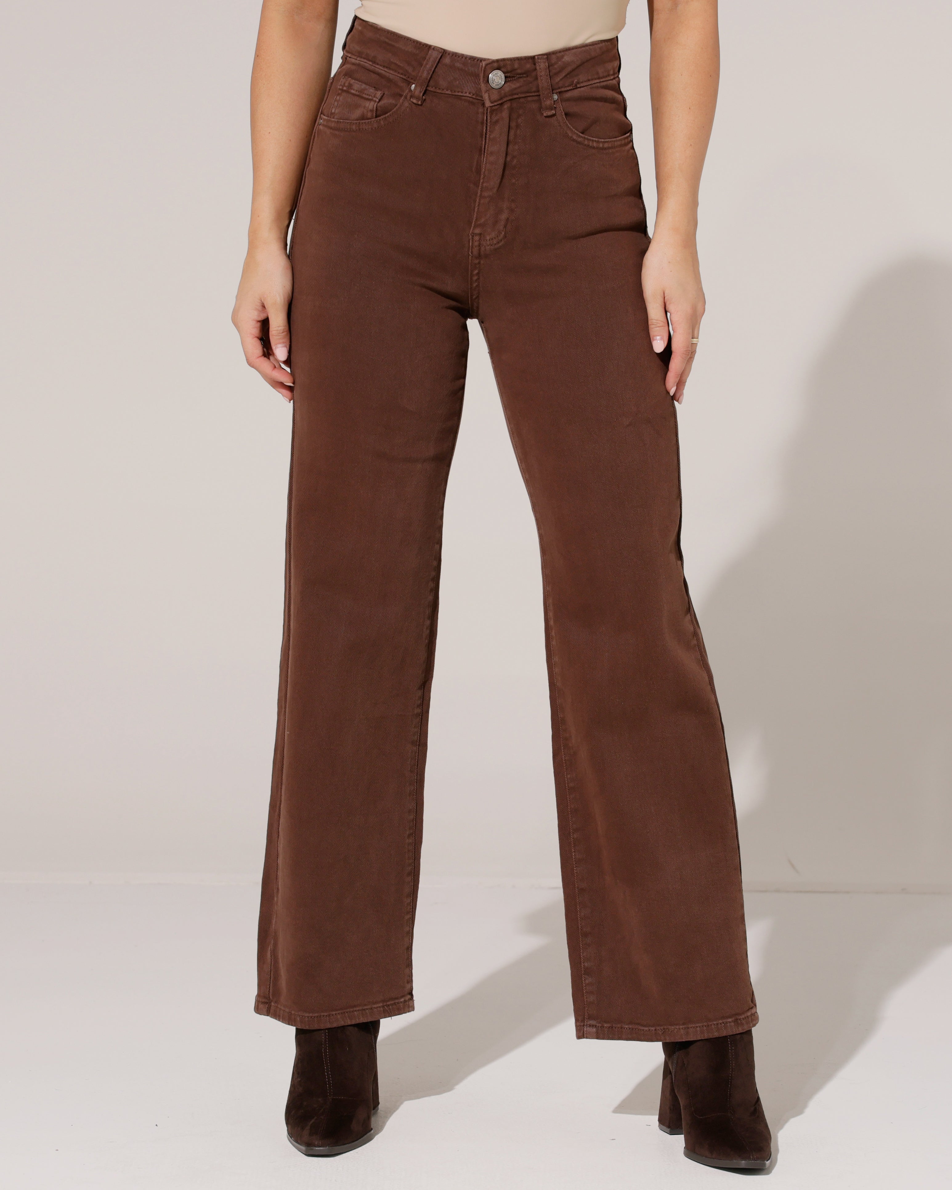 Redseventy Wide leg jeans Kirsten-3 in donkerbruin