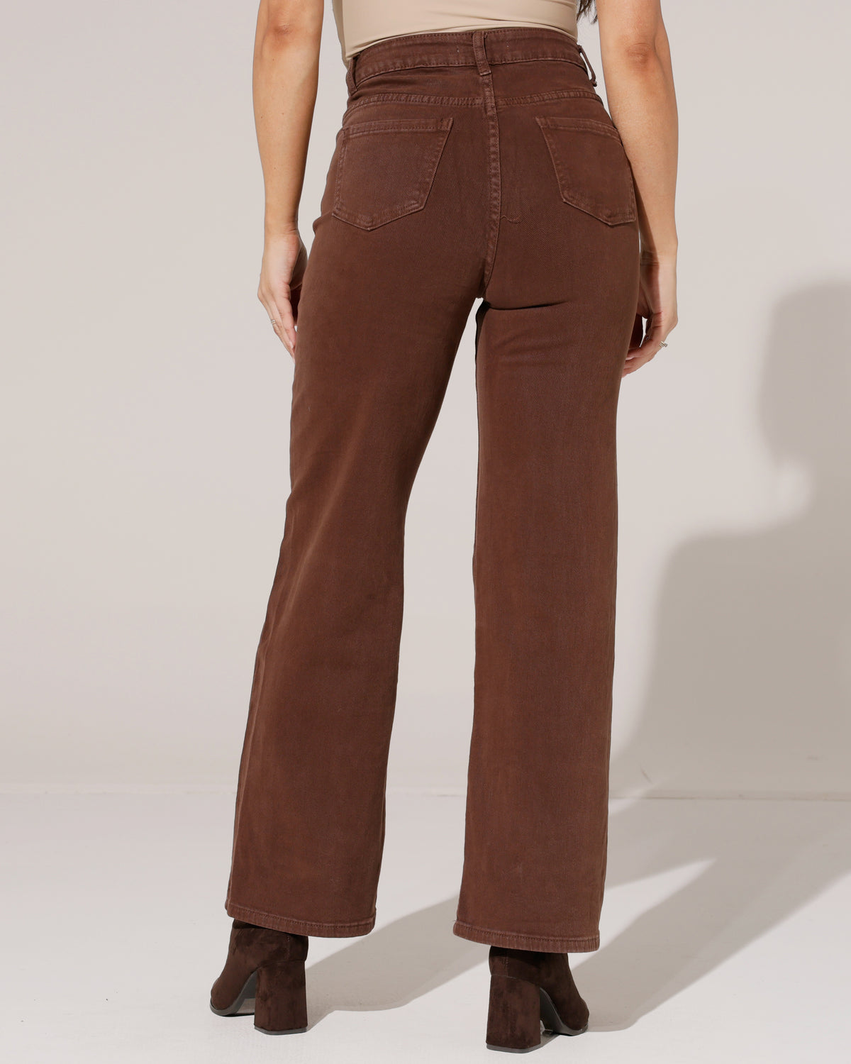 Redseventy Wide leg jeans Kirsten-3 in donkerbruin, extra aanzicht 2