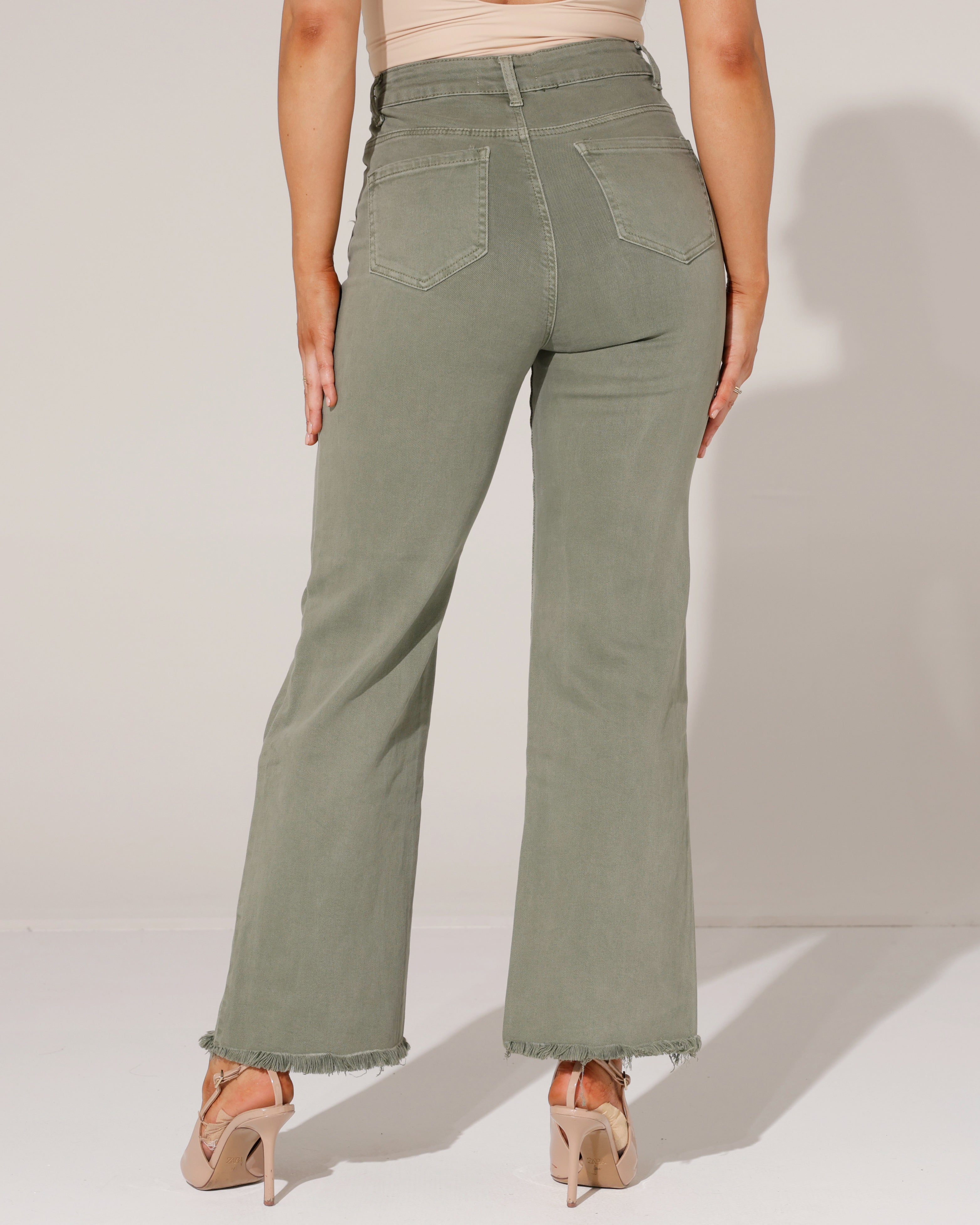 Redseventy Wide leg jeans Kizzy-9 in groen, extra aanzicht 2
