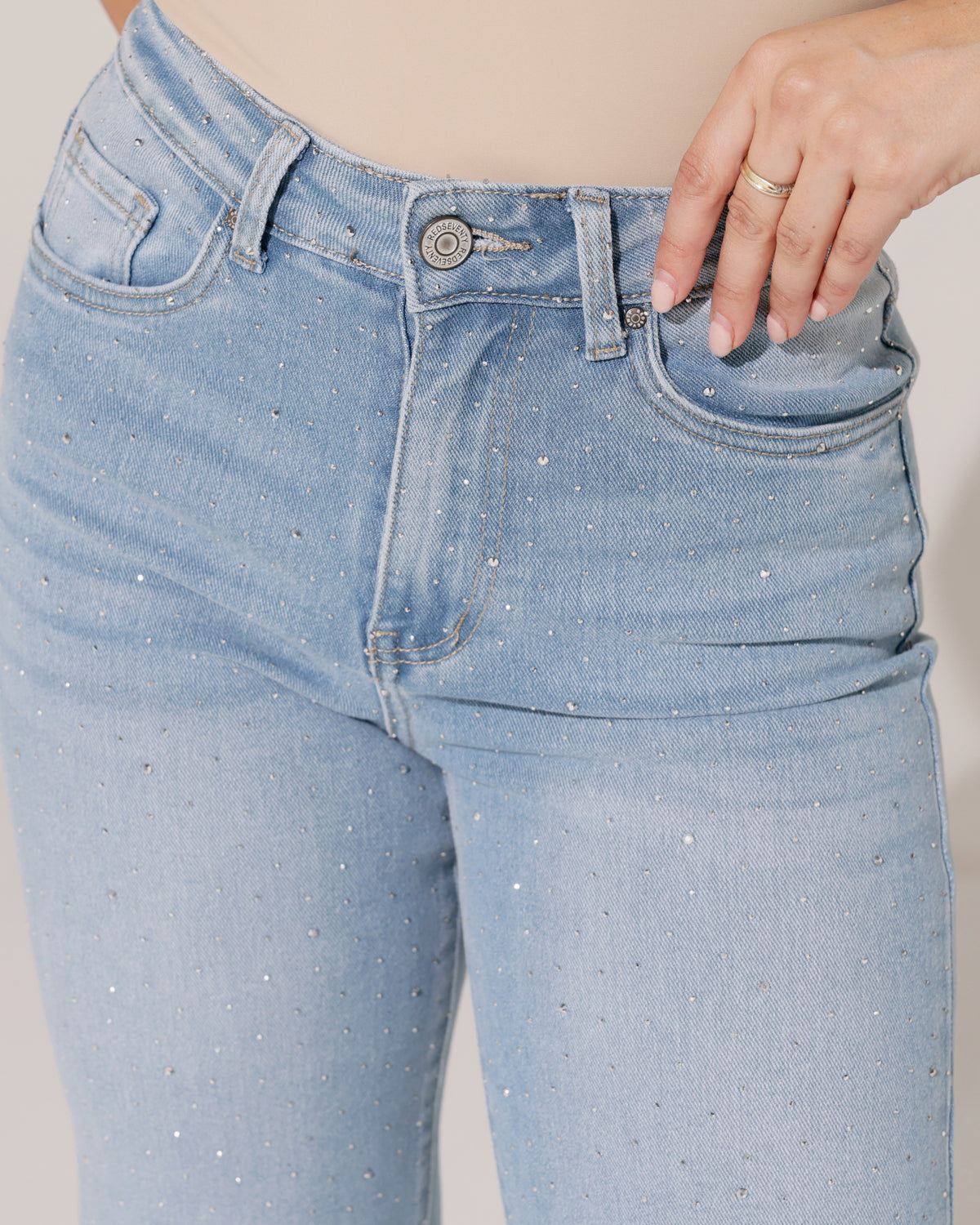 Redseventy Wide leg jeans strass Syl-16 in lichtblauw, extra aanzicht 2