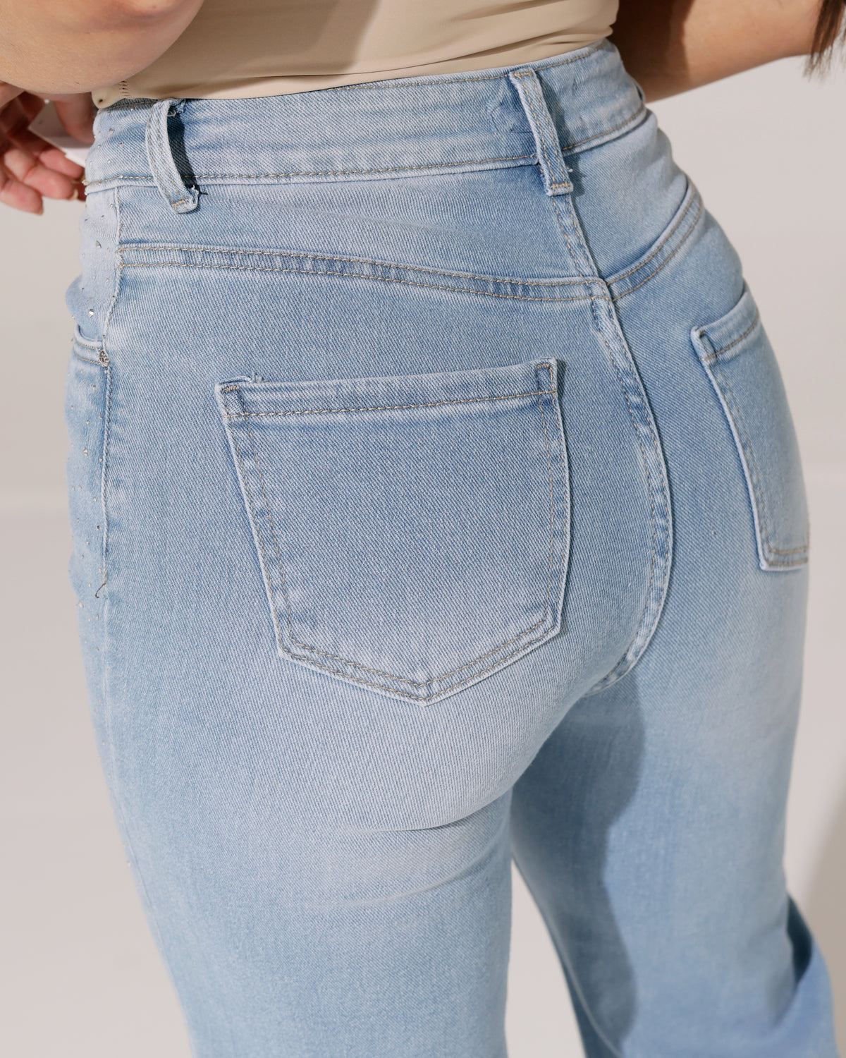 Redseventy Wide leg jeans strass Syl-16 in lichtblauw, extra aanzicht 3