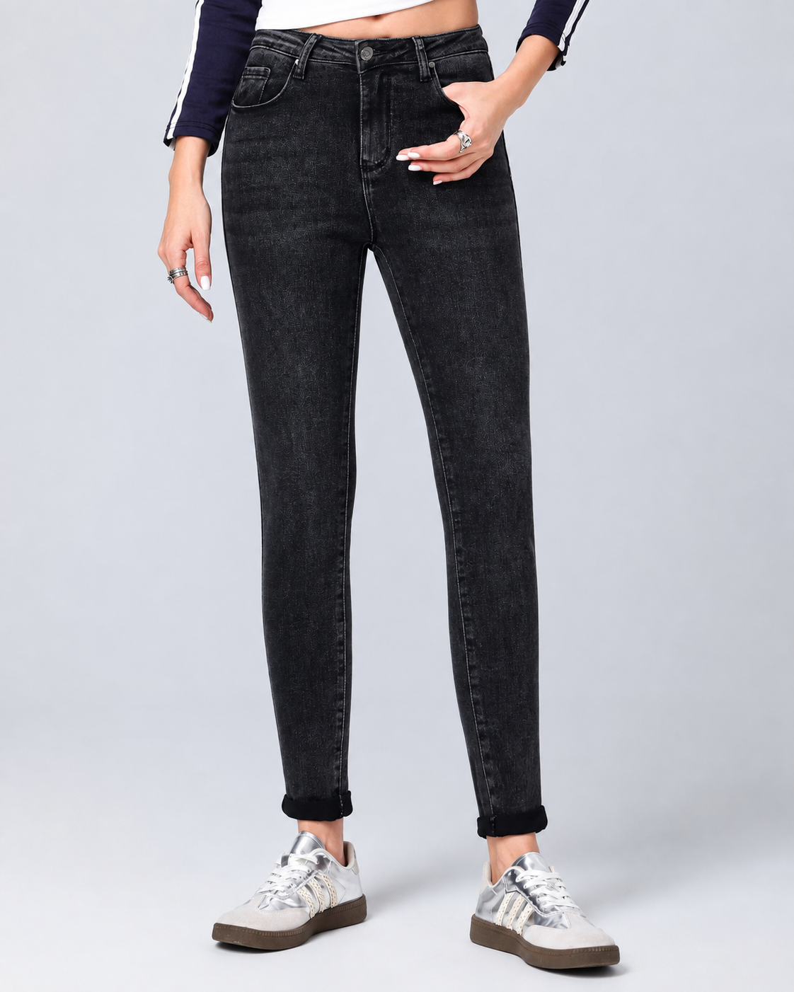 Hello Miss | Slim jeans, Push up Rendy-8 Zwart