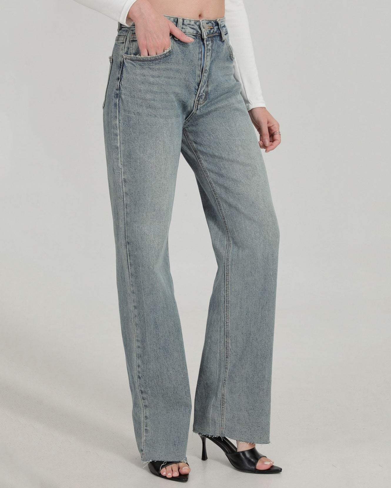 SeeSee Paris Wide leg jeans Romey in blauw, extra aanzicht 2