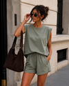 Co-ord set Venna Donkergroen