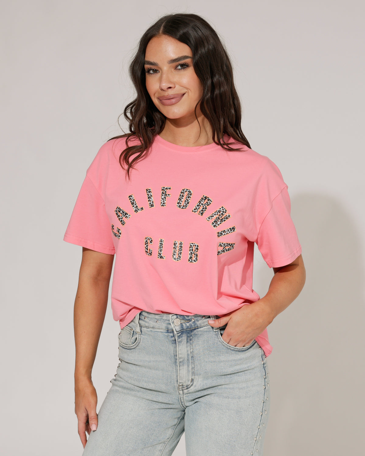 T-shirt California club in fuchsia, extra aanzicht 2