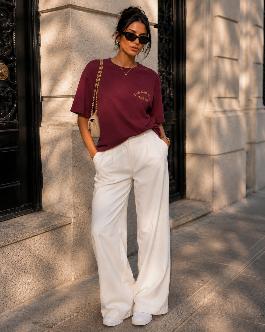 T-shirt Los Angeles in bordeaux