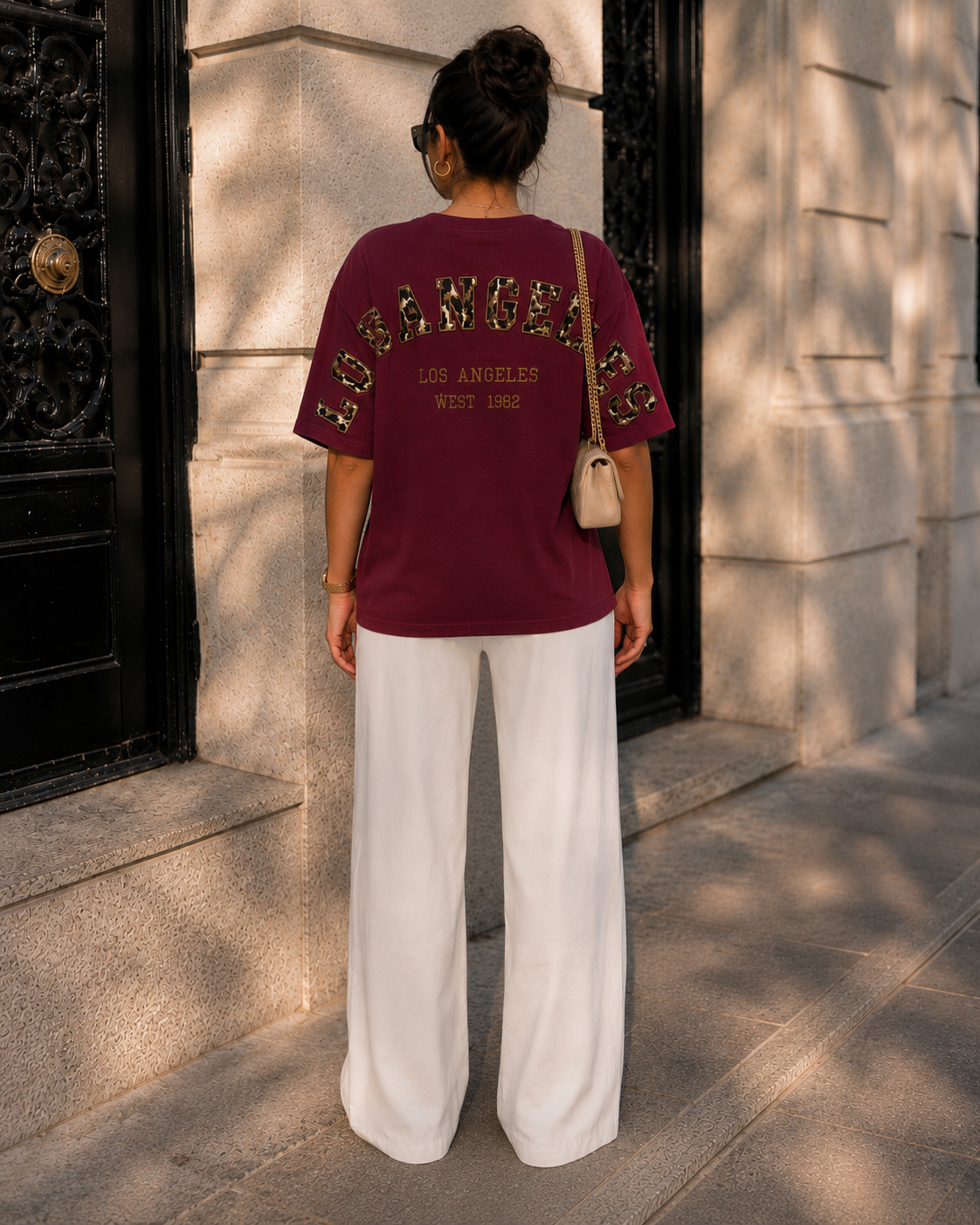 T-shirt Los Angeles in bordeaux, extra aanzicht 2