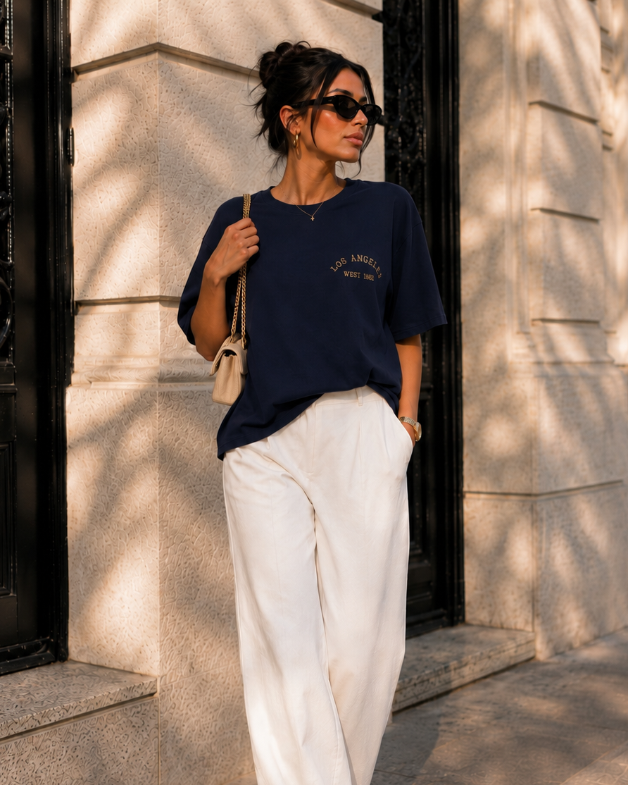 T-shirt Los Angeles in donkerblauw
